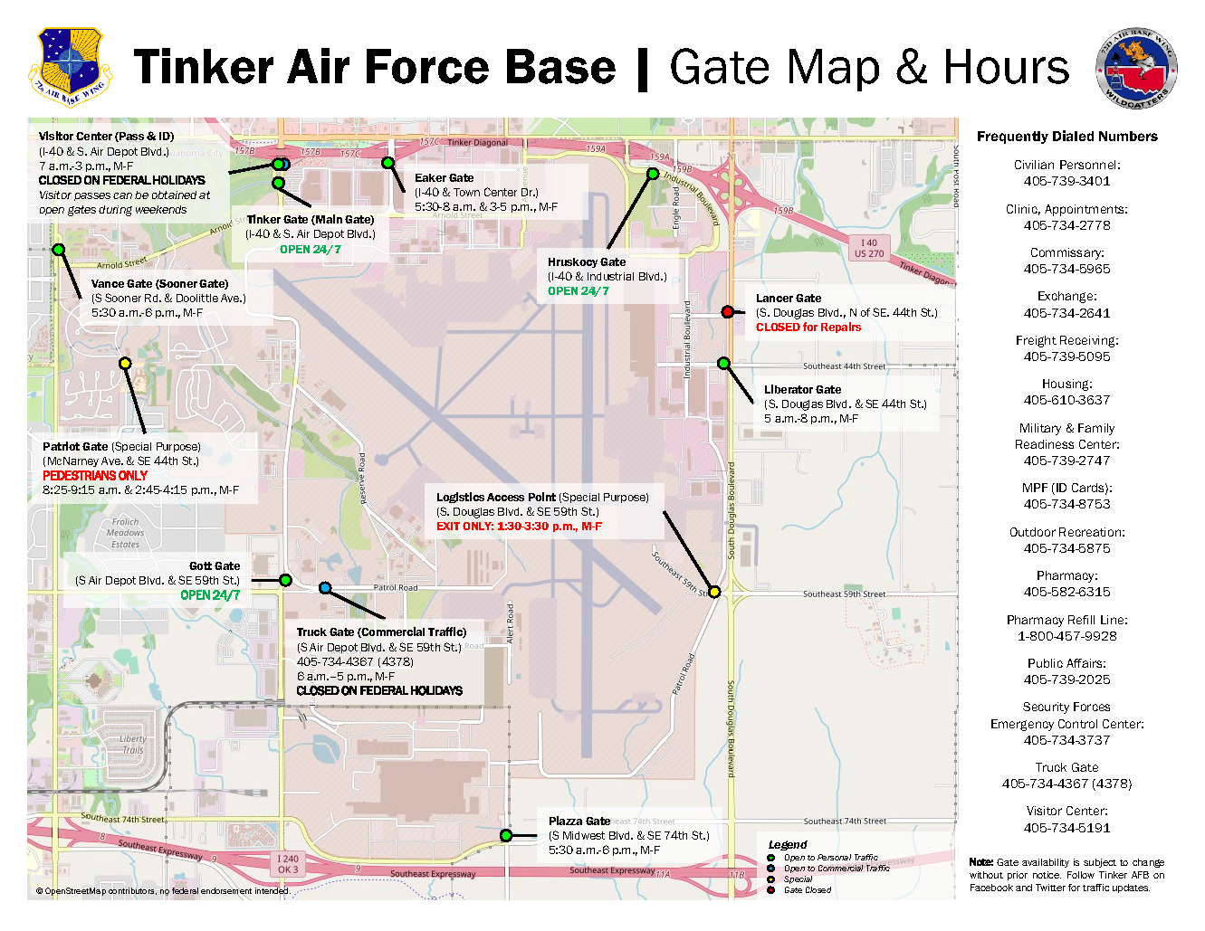 Link to Tinker Gate Hours Map